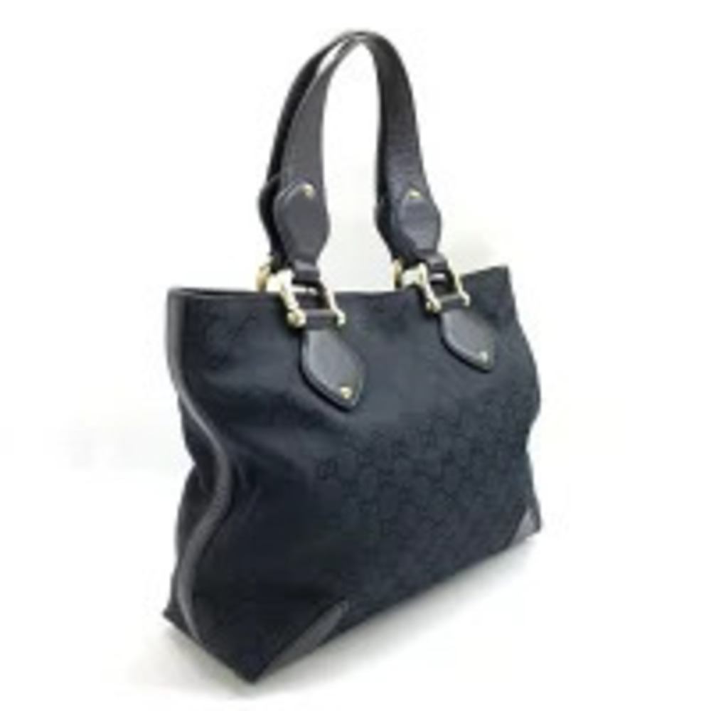 Gucci GG Tote Handbag Black Bag Canvas Black